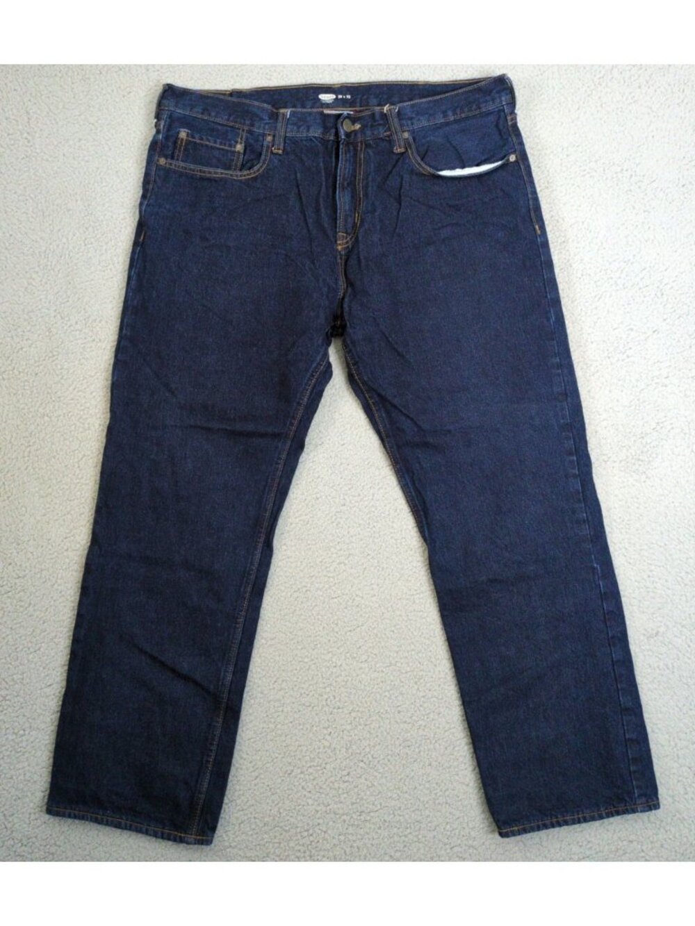 Old Navy 38x32 Denim Jeans Dark Wash Straight Leg Buffalo Plaid Flannel Lining